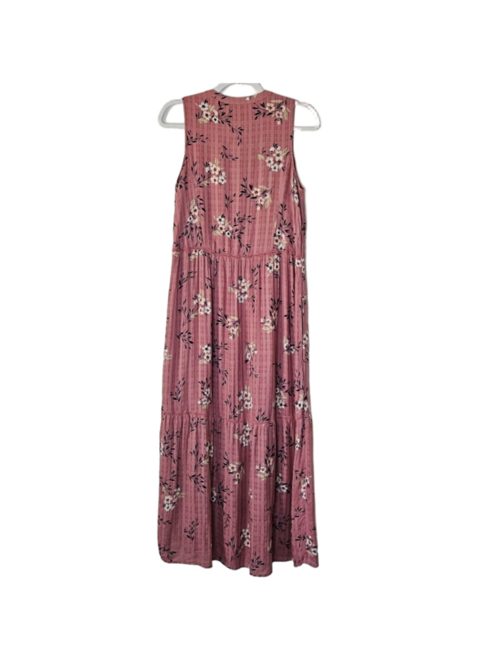 J.Jill Pink Floral Sleeveless Tiered Maxi Dress S TALL rayon boho pockets - Picture 5 of 13